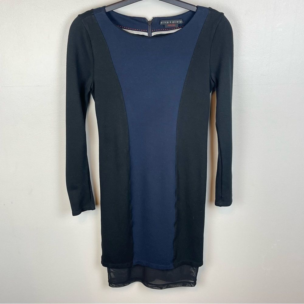 Alice + Olivia Long Sleeve Colorblock Dress Amena Exposed Lining